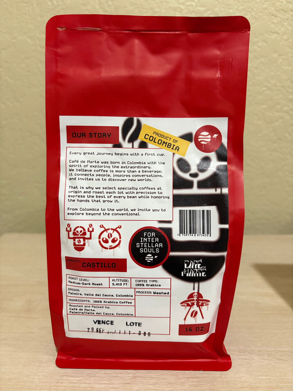 Café de Marte Colombian Whole Bean Coffee